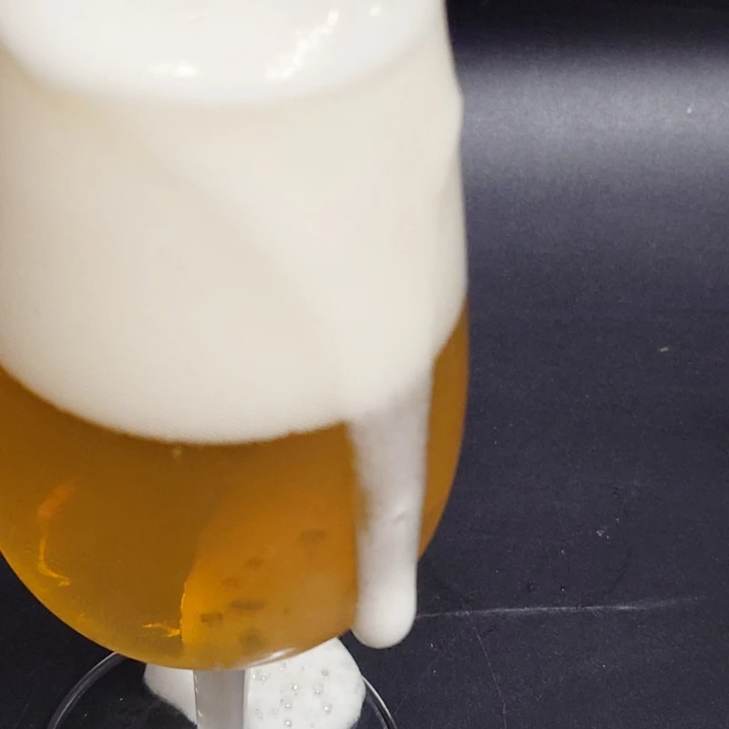 注ぎ過ぎで泡がこぼれるハプニング。泡保持の良さが分かる