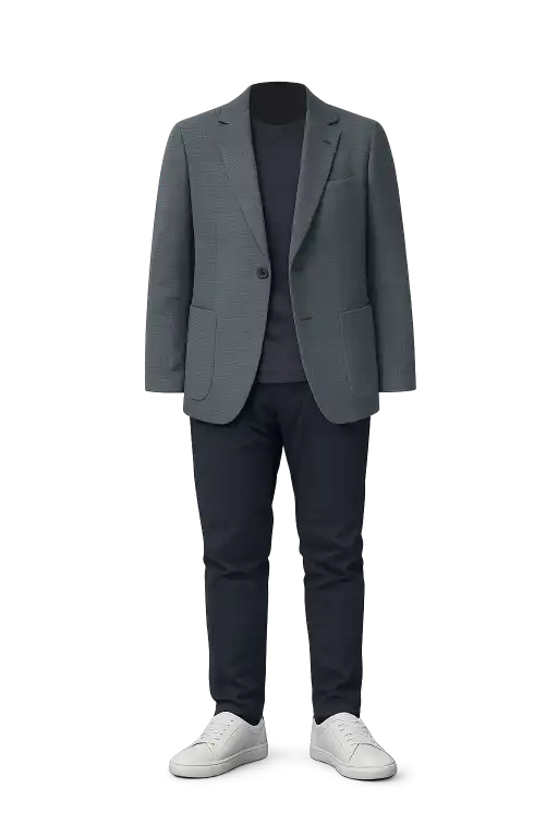 不動産屋面談用|全身ユニクロ×クラークスの白レザースニーカー 不動産屋面談用のユニクロ・クラークスコーデ(全身ユニクロ×白レザースニーカー)