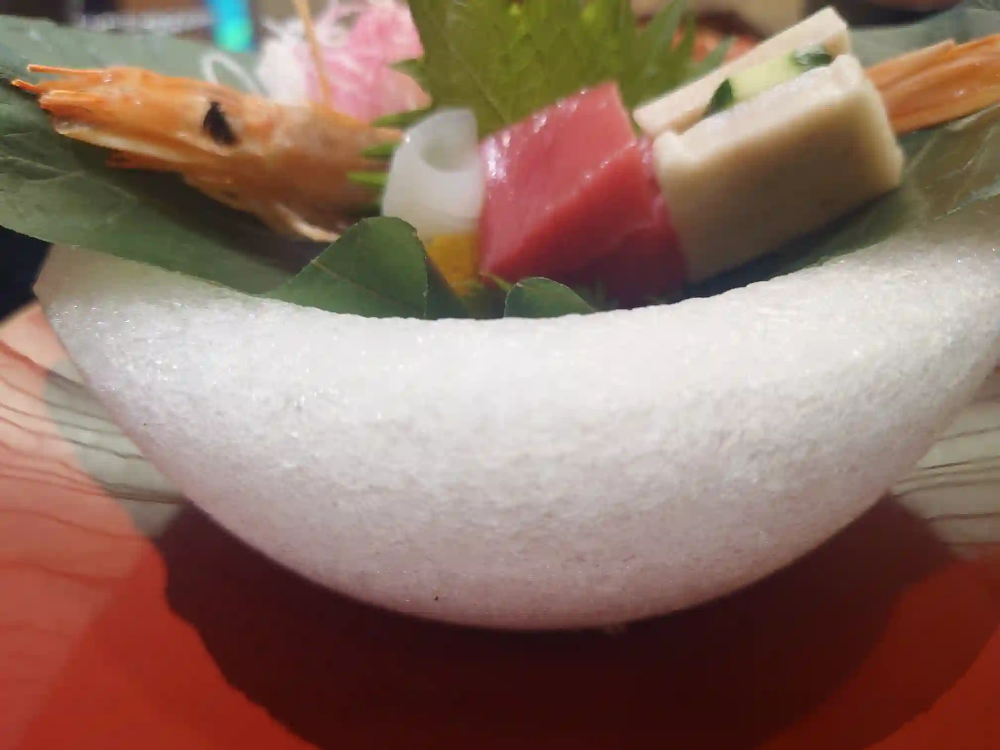 日本の宿 古窯のお刺身に使われた本物の氷の器