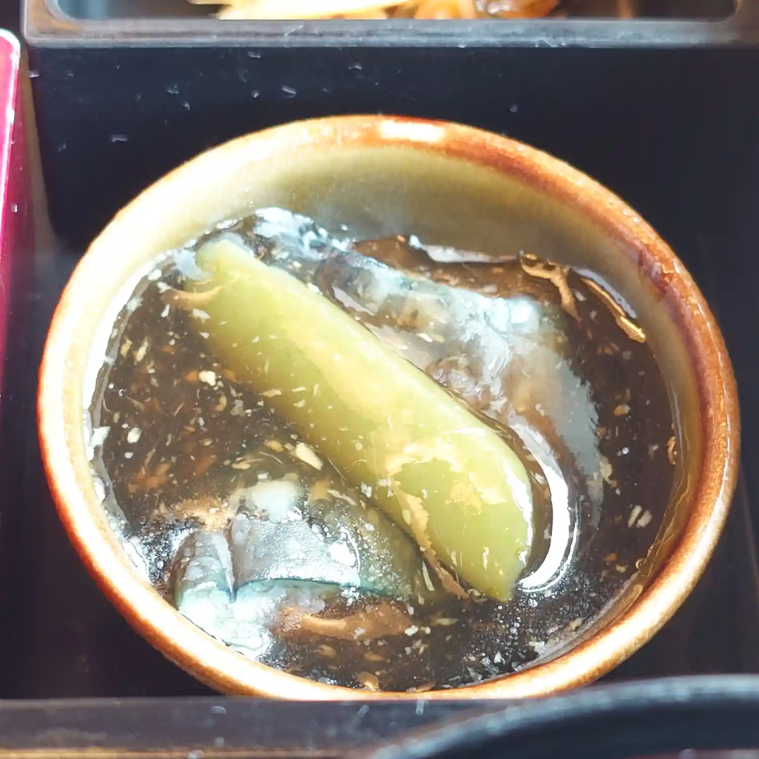 エクシブ伊豆黒潮朝食の揚げ茄子と隠元の生姜餡